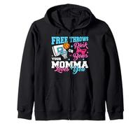 Free Throws or Pink Bows Momma Loves You Gender Reveal Zip Hoodie