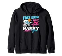 Free Throws or Pink Bows Nanny Loves You Gender Reveal Zip Hoodie