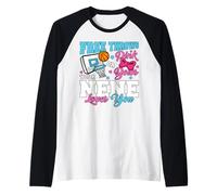 Free Throws or Pink Bows Nene Loves You Gender Reveal Raglan Baseball Tee