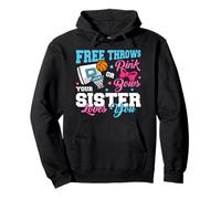 Free Throws or Pink Bows Sister Loves You Gender Reveal Pullover Hoodie