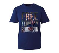 Free Tommy Robinson Free Speech UK Justice Protest' Men's T-Shirt Unisex Kids Adult top(Navy, 2XL)