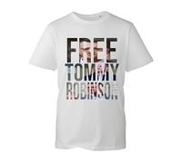 Free Tommy Robinson Free Speech UK Justice Protest' Men's T-Shirt Unisex Kids Adult top(White, XL)