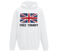 Free Tommy Robinson Hoodie Novelty Speech Reform Support UK Hero Protest Great Britain Hood Unisex Tee Top(XL, White)