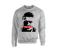 Free Tommy Sweatshirt,Free Speech UK Justice Protest' Men's Jumper Unisex kids adult(M, Heather Grey)