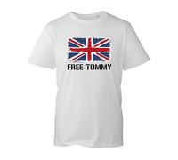 Free Tommy Tshirt,Free Speech UK Justice Protest' Britan Men's tees Unisex Kids Adult(White, XL)