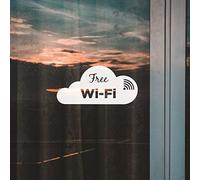 Free WiFi Cloud Graphics Window Sign Vinyl Sticker Cafe Shop Salon Bar Restaurant Business Building Shop Indoor Outdoor (White)