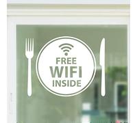 Free WiFi Inside Plate Window Sign Vinyl Sticker Graphics Cafe Shop Salon Bar Restaurant