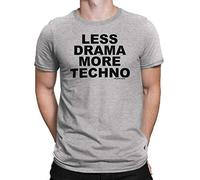 Free Will Shirts Less Drama More Techno - Mens Dance Music Organic Cotton T-Shirt Grey