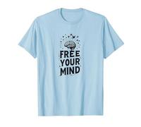 Free Your Mind Brain Birds Inspirational T-Shirt, Men, Baby Blue, S