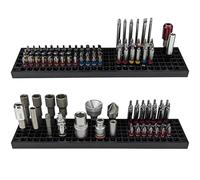 Free Zone 158-Hole Bit Organiser Tray, 2-Pack, Black - 1/4 Inch Hex Tool Drawer Insert and Chest Divider - Patented Non-Magnetic Taper Lock Rack for Impact Driver, Torx and Screwdriver Bits