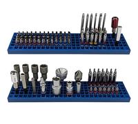 Free Zone 158-Hole Bit Organiser Tray, 2-Pack, Blue - 1/4 Inch Hex Tool Drawer Insert and Chest Divider - Patented Non-Magnetic Taper Lock Rack for Impact Driver, Torx and Screwdriver Bits