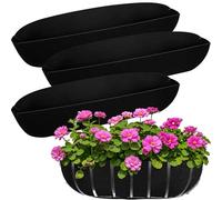 FREE3VITA 3 Pcs Hanging Basket Liners, 36 inch Felt Trough Planter Liners for Wall Planters, Garden Wall Basket Liner for Troughs, Black Non-Woven Fabric for Vegetables Pot, Fence Flower
