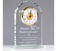 FREE3VITA 50th Wedding Anniversary Quartz Crystal Desk Clock Gifts for Parents, 50 Years Golden for Couple, Happy 50th Anniversary Decoration Gift Home Ornaments for Her Him