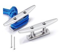 FREE3VITA Boat Deck Rope Cleats, Open Base Boat Dock Cleats, Stainless Steel Flagpole Cleat Hook for Boat, Dock, Deck, Kayak, Yacht (4 inch)