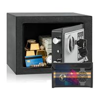 FREEAMG 6.6L Digital Electronic Cash Money Safe Box with Fireproof Money Bag, Steel Security Safe with Digital Keypad and 2 Keys, Safe Boxes for Home Money Jewelry Medicines Documents(23x17x17CM)