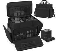 FREEAMG Extra Large Rolling Makeup Case with 4 Removable Pouches，Professional Make up Train Case with Wheels,Travel Cosmetic Bag for Hairstylists Nail Tech Makeup Artist with Detachable Trolley, Black