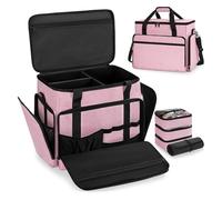 FREEAMG Extra Large Rolling Makeup Case with 4 Removable Pouches,Professional Make up Train Case with Wheels,Travel Cosmetic Bag for Hairstylists Nail Tech Makeup Artist with Detachable Trolley, Pink
