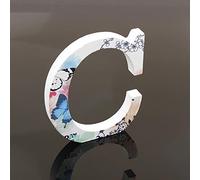 Freeas Flower Painting Decorative Wood Letters, 26 Marquee Alphabet Letters DIY Words Sign for Children Baby Name Girls Bedroom Wedding Birthday Party Home Décor (Letter C)