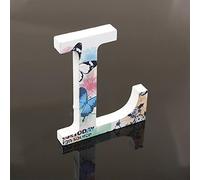 Freeas Flower Painting Decorative Wood Letters, 26 Marquee Alphabet Letters DIY Words Sign for Children Baby Name Girls Bedroom Wedding Birthday Party Home Décor (Letter L)
