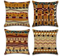 Freeas Set of 4 Arab Style Pattern Pillow Cover Cotton Linen Decorative Pillowcases Sofa Cushion Cover for Home Favor,18 by 18 Inches