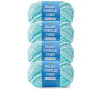 FREEASYFAR 4 * 3.5Oz Soft Velvet Yarn Chenille Yarn for Crocheting and Knitting - Light Bulky (93 Yards/100g) - Microfiber Polyester - Yarn for Blanket Amigurumi Weaving Crafts (Aqua Blue, 4 Pack)