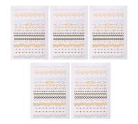 Freebily 5 Sheets Metallic Gold Temporary Tattoos Waterproof Tattoo Stickers for Women Cosplay Festivals Face Body Art Type B One Size