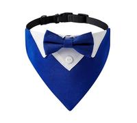 Freebily Adjustable Dog Bandana Collar with Tuxedo Bow Tie Triangle Formal Wedding Costume for Small Medium Large Dogs Cats Blue L