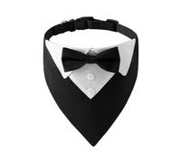 Freebily Adjustable Dog Bandana Collar with Tuxedo Bow Tie Triangle Formal Wedding Costume for Small Medium Large Dogs Cats Black L