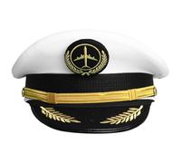Freebily Adults Yacht Captain Hat Sailor Ship Cap Boat Captains Hats for Halloween Role Play Photo Shoot Props White E One Size