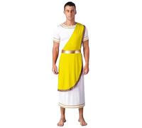 Freebily Ancient Greek God Costume for Men Cosplay Roman Toga Caesar Fancy Dress-Up Yellow XXL