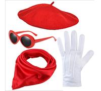 Freebily Audrey Hepburn Style 1950s Accessories Classic Pearl Strand with Button Earrings Headpiece Elegant Breakfast Red A One Size