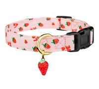 Freebily Cute Girl Dog Collar with Strawberries Pendant Adjustable Collar for Small Female Puppies Dogs Cats Pink M