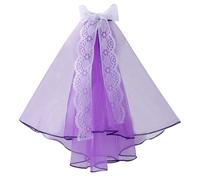 Freebily Dog Cat Veil with Clip Floral Lace Bow Headdress Hair Accessories Costume Pet Wedding Veil Purple One Size