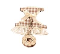 Freebily Dog Harness and Leash Set with Bow Knot No Pull Pet Harness Vest Set Escape Proof Princess Puppy Harnesses Brown S