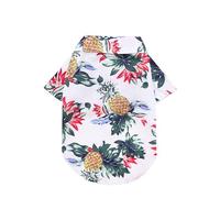 Freebily Dog Hawaiian Shirt Pet Summer Clothes Breathable Turn-down Collar Puppy T-Shirts for Small Medium Large Dogs Pineapple&White 4XL