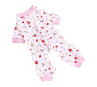 Freebily Dog Pajamas Soft Summer Lightweight Dog Recovery Suit 4 Legged Pet Clothes for Small Medium Large Dogs Ca Cherry S