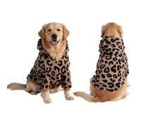 Freebily Dog Winter Wear Hoodie Autumn and Winter Fleece Leopard Print Coat with Hood for Labrador Warm Outdoor Apparel Brown XL