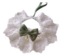Freebily Elegant Lace Cat Collar with Cute Bow Breakaway Kitten Necklace Pet Accessories for Weddings Photoshoots Green M