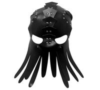 Freebily Faux Leather Octopus Tentacle Mask Gothic Steampunk Masks for Halloween Carnival Cosplay Black One Size