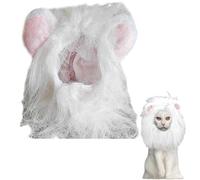 Freebily Festival Pet Costume Lion Wig Adjustable Mane for Cats Dogs Halloween Christmas Easter Party Dress Up with Realistic Design White Flat Ears M