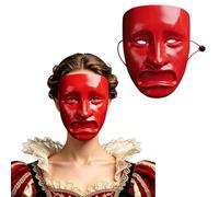 Freebily Full Face Mask Halloween Masks for Rave Cosplay Party Clubs Prop Event Accessory Function Gear Red Sorrow Face One Size