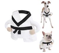 Freebily Funny Halloween Karate Dog Costume Puppy Cosplay Uniform with Adjustable Straps Breathable Outfit for Parties White M