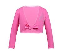 Freebily Girls Ballet Dance Cross-over Cardigan Knit Wrap Top Warm-up Dancewear Sweater for Kids (Rose Red Front Knot, 10-12 Years)