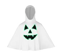 Freebily Glow in the Dark Ghost Poncho Costume Pumpkin Hooded Cape Cloak for Halloween Carnival Dress Up White 7-8