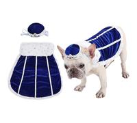 Freebily Halloween Dog King Cloak and Crown Costume for Dogs Funny Christmas Party Outfit for Queen Princess Cosplay King Blue S