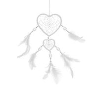 Freebily Handmade Delicate Traditional Heart-shaped Dream Catcher Net with Feathers Wall/Car Hanging Home Decoration Ornament Gift White One Size