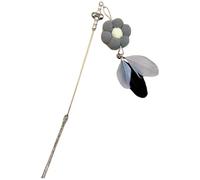 Freebily Interactive Cat Feather Toys Cat Wand Teaser Toys with Bell Pompom Ball for Indoor Cats Kitten Toy Gift C Grey One Size