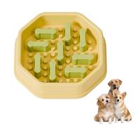 Freebily Interactive Slow Feeder Bowl for Dogs Cats Puzzle Dish with Fun Maze to Slow Eating Prevent Choking for Multi-Pet Yellow One Size