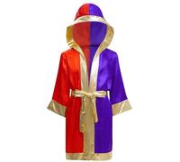 Freebily Kids Boys Boxing Costume Halloween Boxer Cosplay Uniform Satin Boxing Robe with Belt Cosplay Outfits