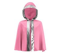 Freebily Kids Boys Boxing Costume Open Front Metallic Trim Hooded Boxing Cape Cloak for Halloween Cosplay Pink Silver 7-8 Years